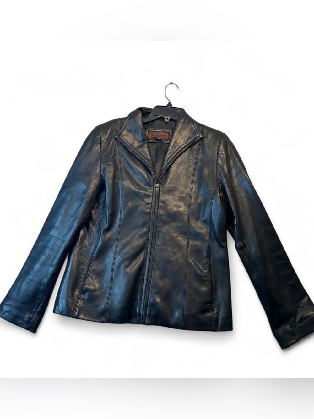 Siena Studio Black Leather Zip-Front Jacket